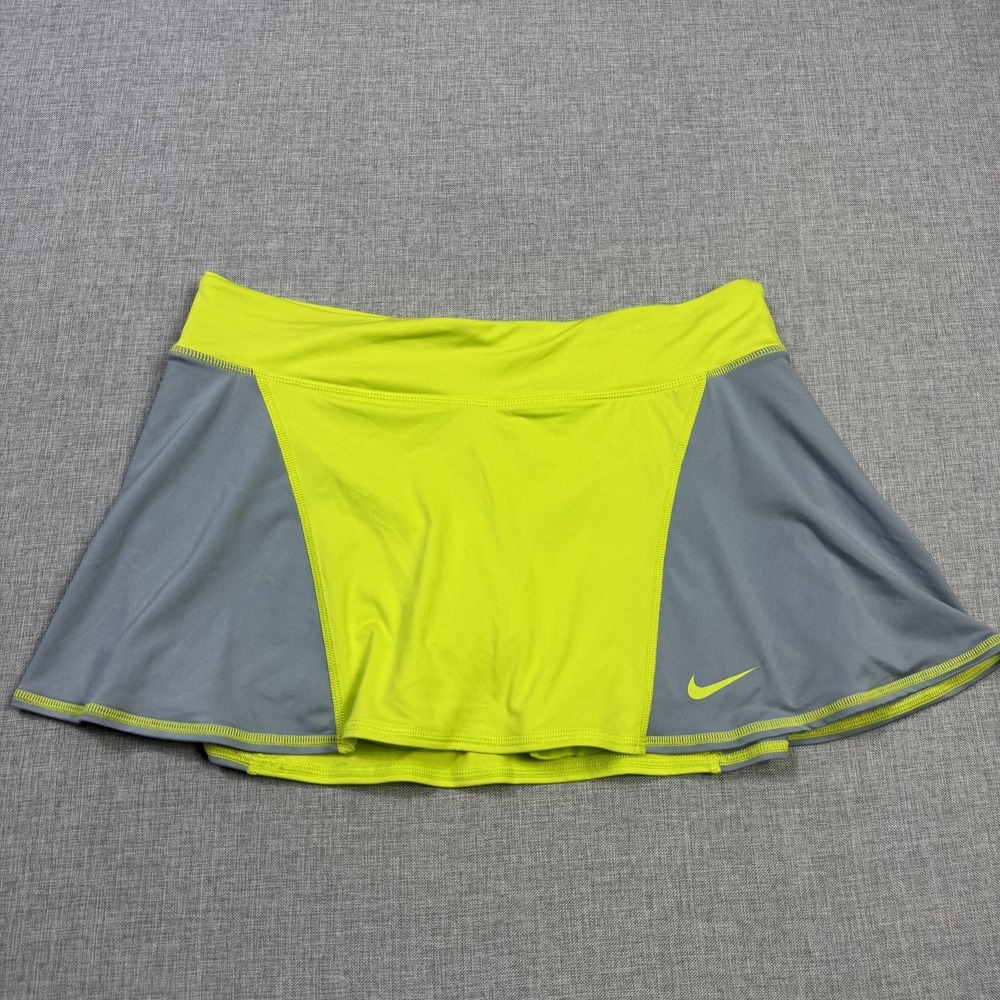 Nike Tennis Spring Flouncy Knit Skort Women's Large Gray Lime Lined Skirt